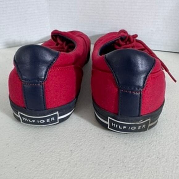 "TOMMY HILFIGER" Red Mens Sneakers Size 12 Street Wear Preppy Academia Walking - Picture 7 of 11